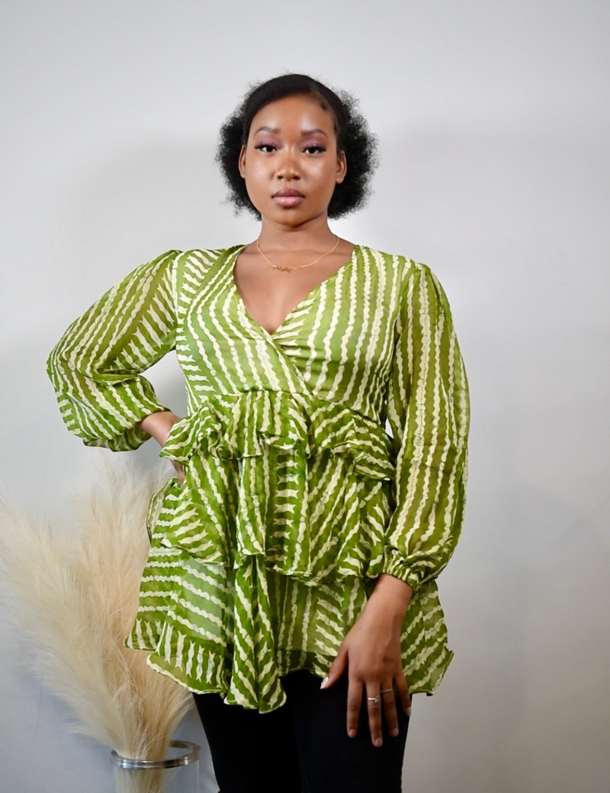 Ndela African Print Chiffon Ruffle Top - Gaarmi