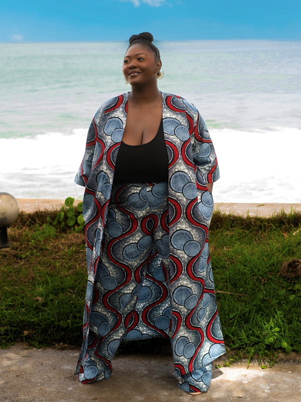 Marieme African Print Kimono & Wide-Leg Pants Set - Gaarmi