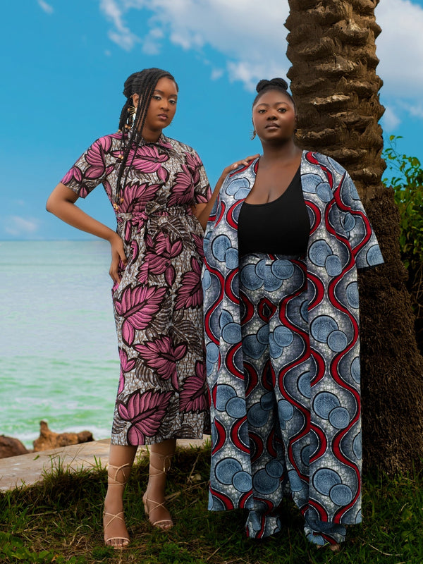 Marieme African Print Kimono & Wide-Leg Pants Set - Gaarmi