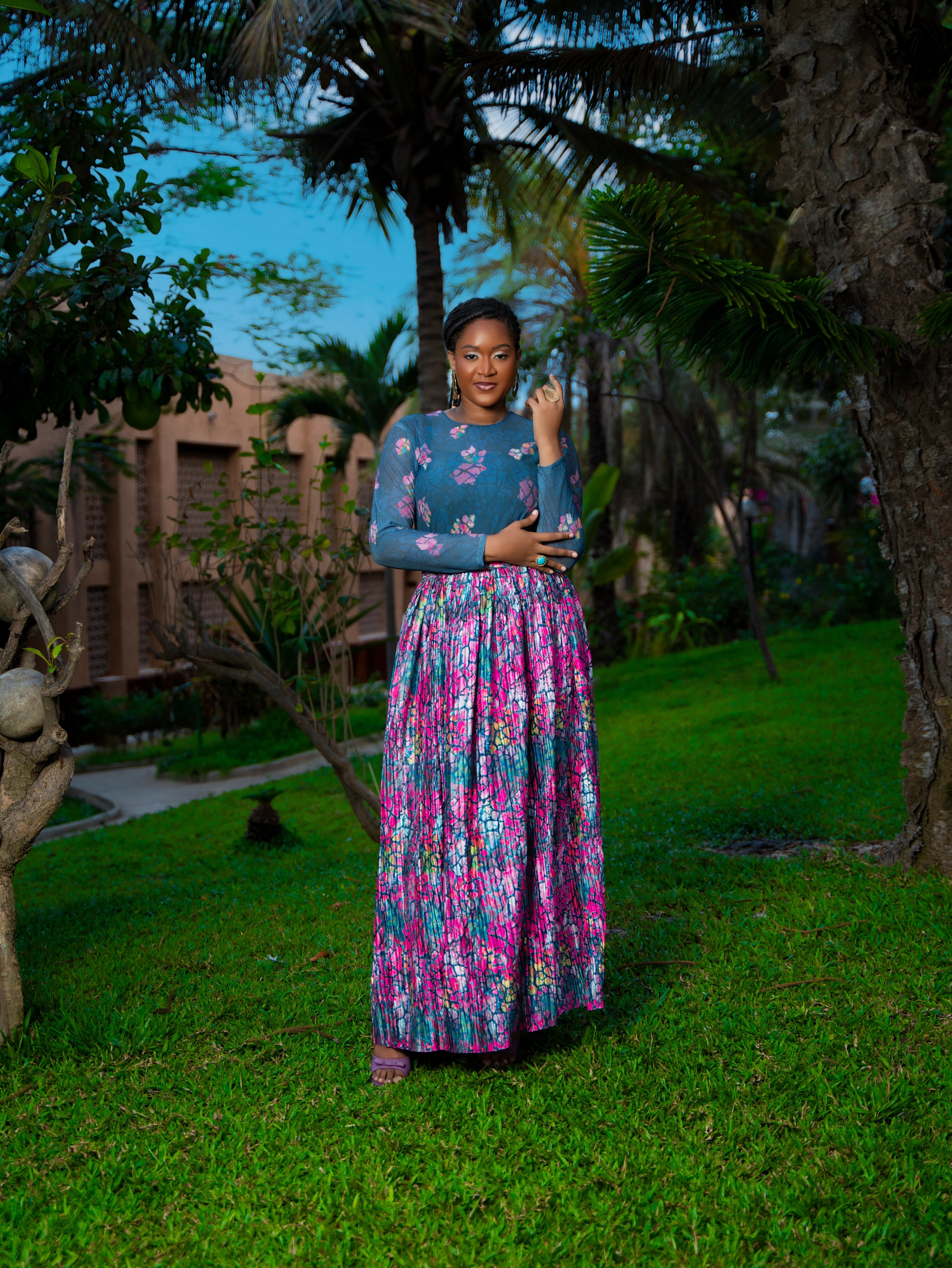 Adja African Print Resort Silk Skirt Set