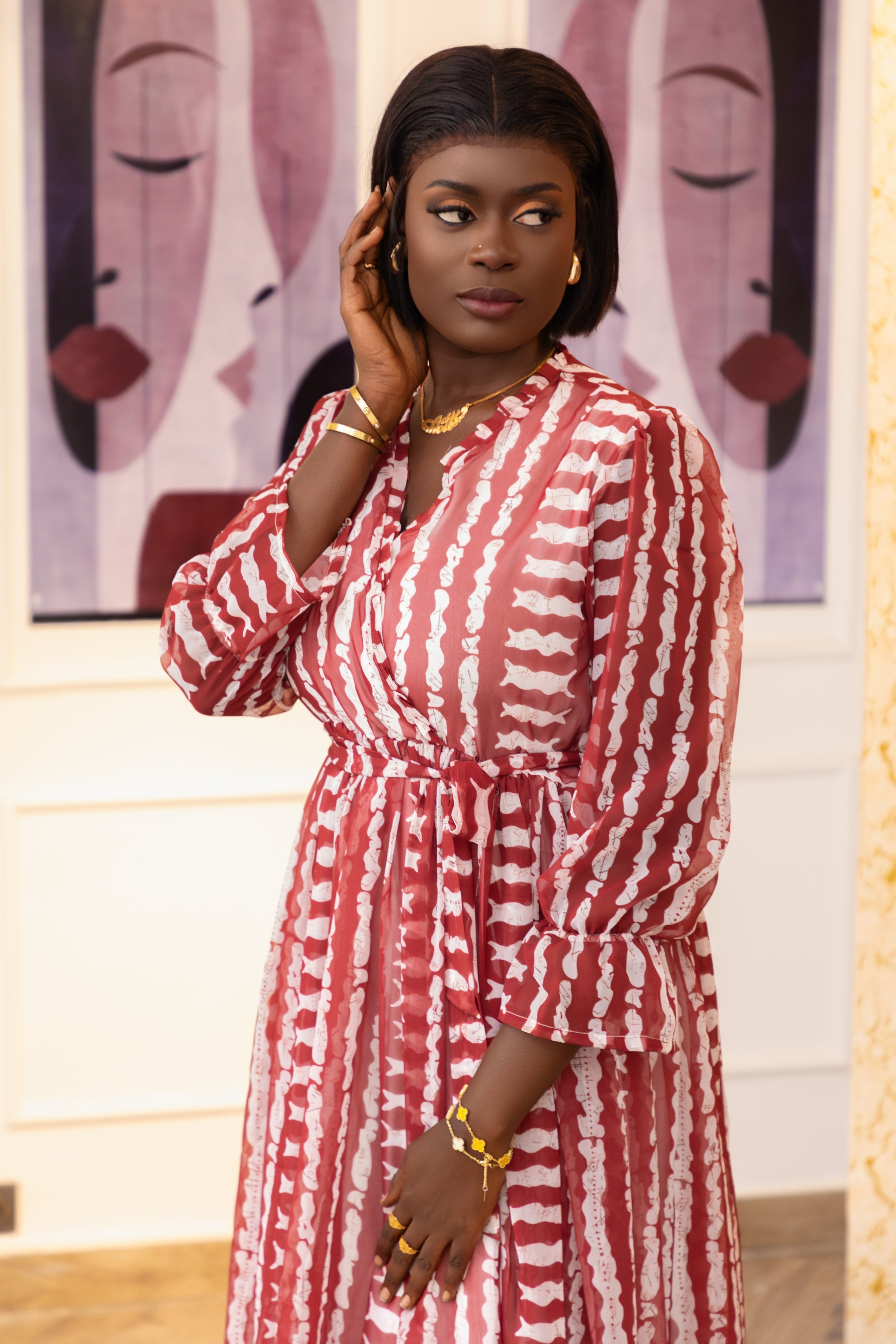 FATOUMATA AFRICAN PRINT CHIFFON MAXI DRESS - Gaarmi