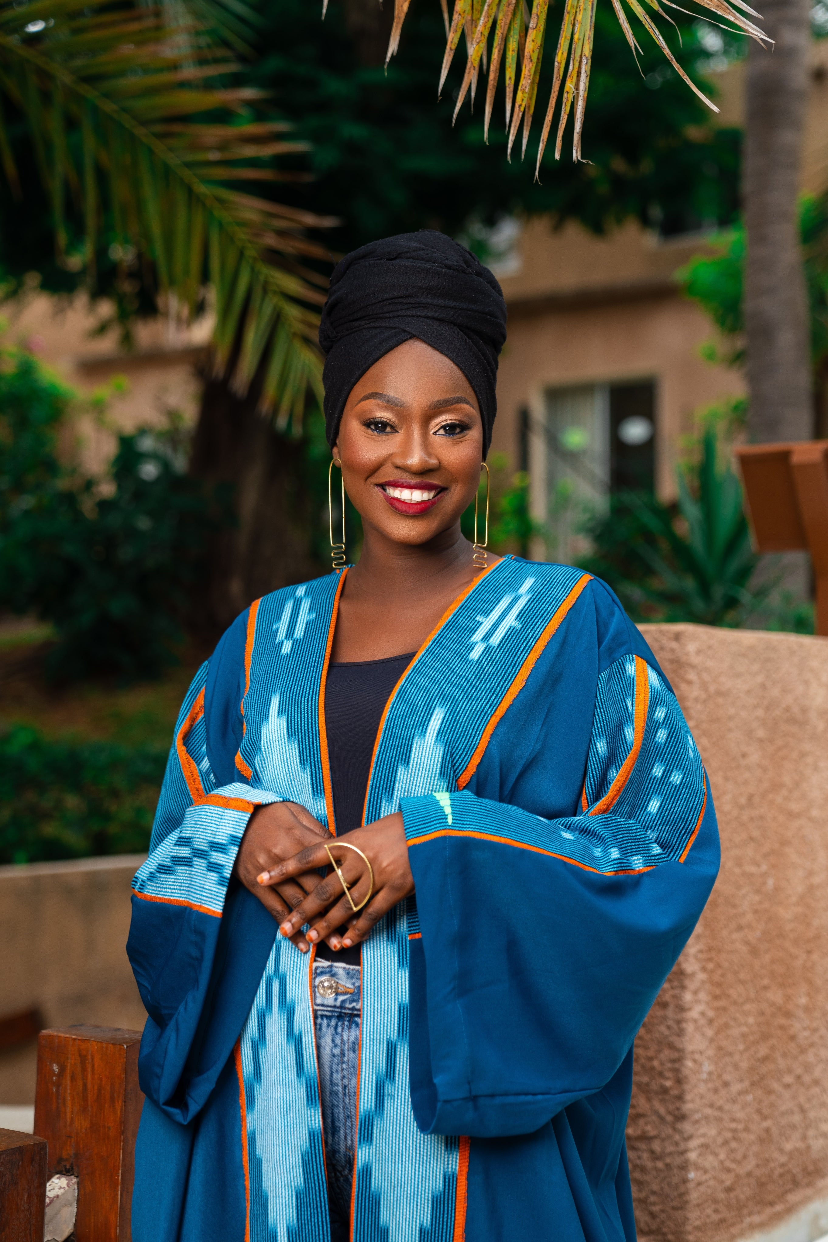 Fanta Knitted African Kimono (Teal) - Gaarmi