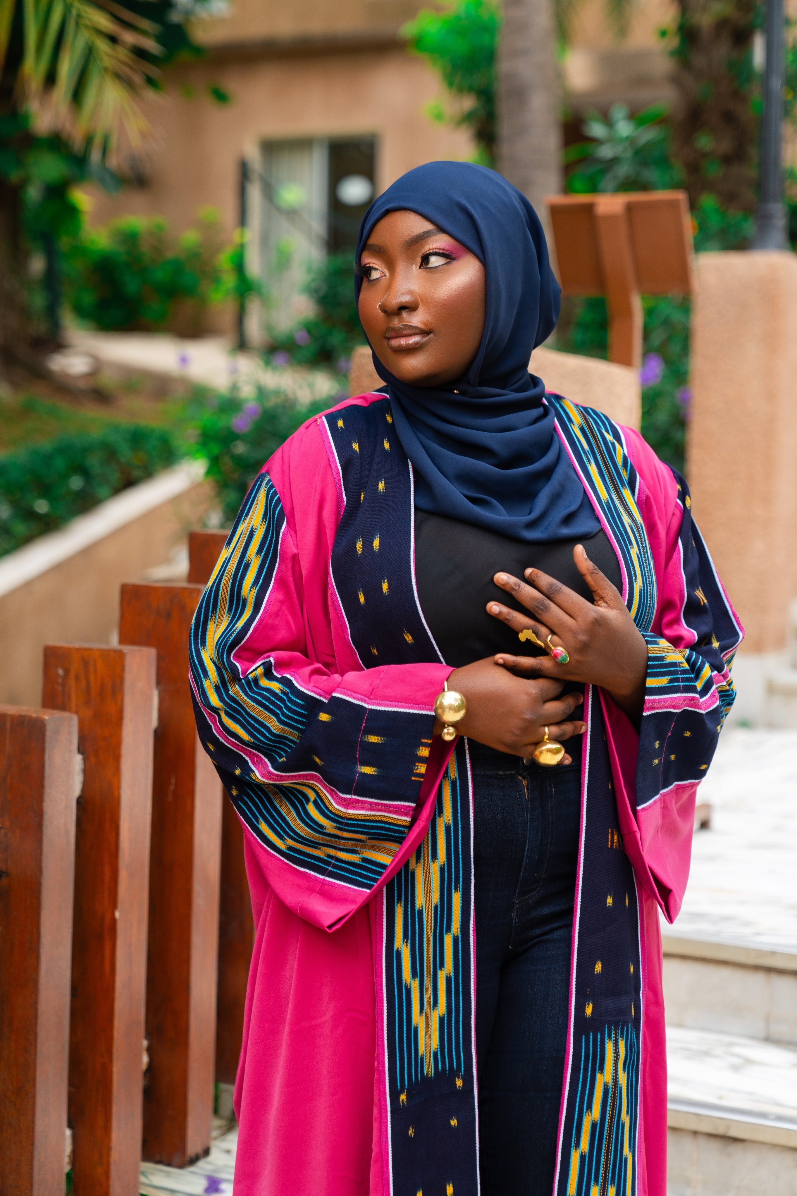 Fanta Knitted Pink African Kimono (Hot Pink) - Gaarmi