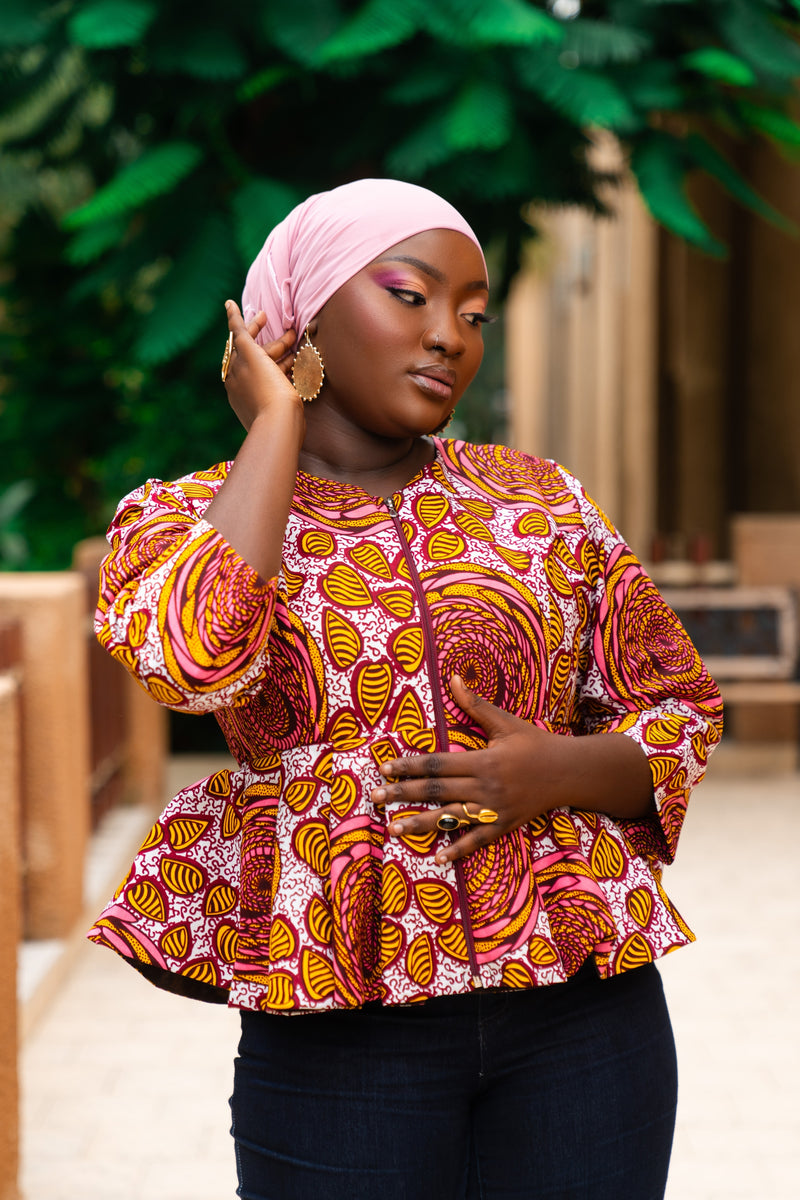 Abba African Print Peplum Top Gaarmi - Main Image