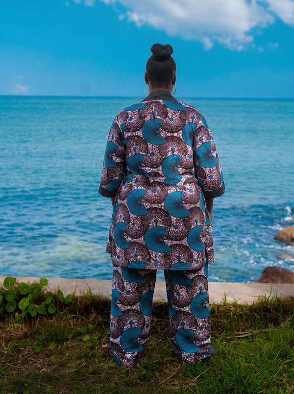 Nafi African Print Kimono & Wide-Leg Pants Set - Gaarmi
