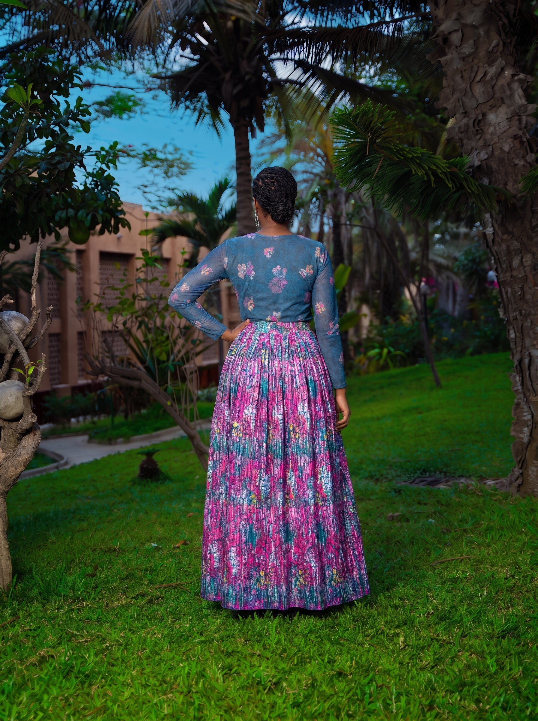 Adja African Print Resort Silk Skirt Set