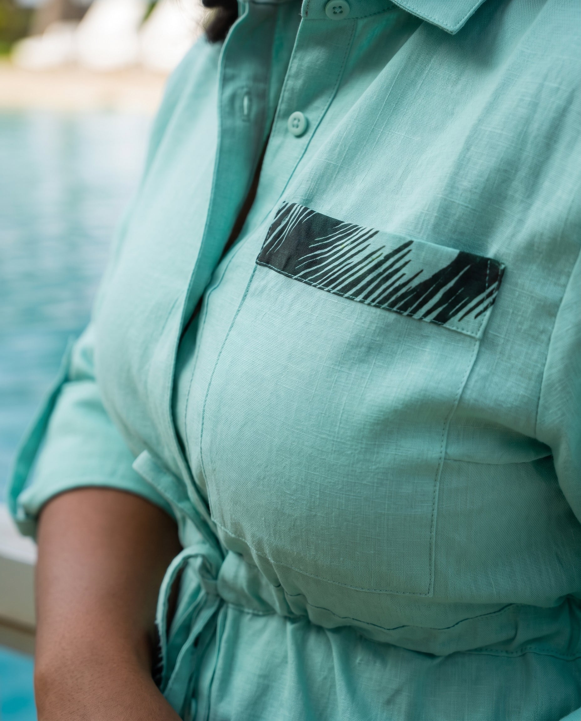 Oumy Linen Shirt & Wide-Leg Pants Set – Seafoam