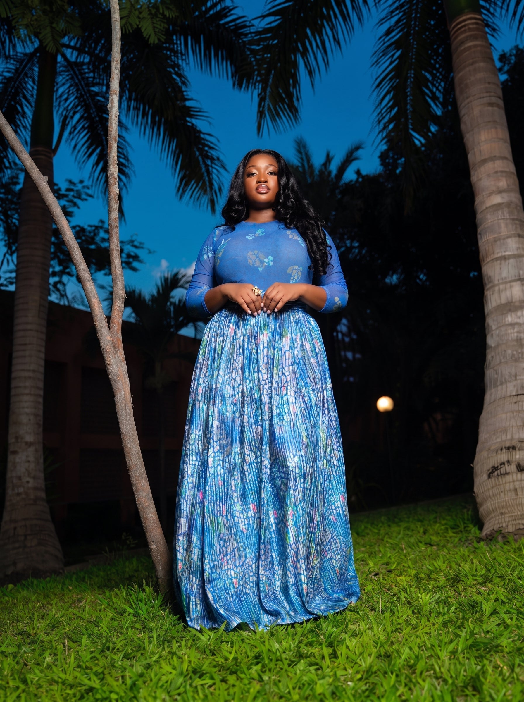 Adja African Print Resort Silk Skirt Set
