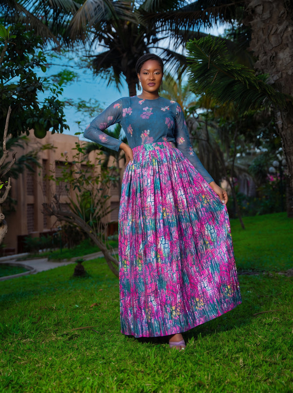 Adja African Print Resort Silk Skirt Set - Gaarmi