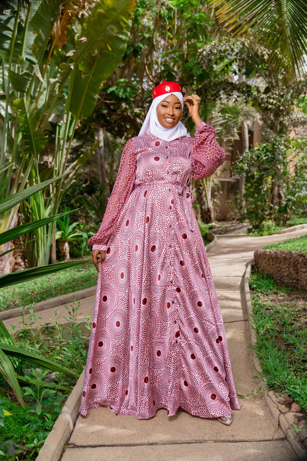 Dado African Print Silk Button Up Dress - Gaarmi