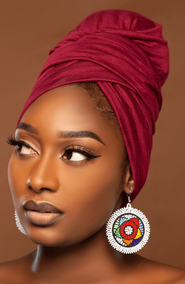 Burgundy Satin Lined Instant Turban - Gaarmi