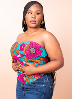 FABIENNE FUCHSIA AFRICAN PRINT CORSET TOP