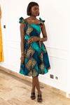 MARIAMA CORSET MIDI DRESS (Teal & Blue)
