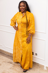 Wurus Golden African Print Maxi Shirt Dress