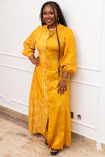 Wurus Golden African Print Maxi Shirt Dress