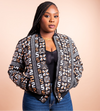 Assie African Print Bomber Jacket - Handcrafted in Senegal (Black and White)