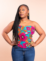 FABIENNE FUCHSIA AFRICAN PRINT CORSET TOP