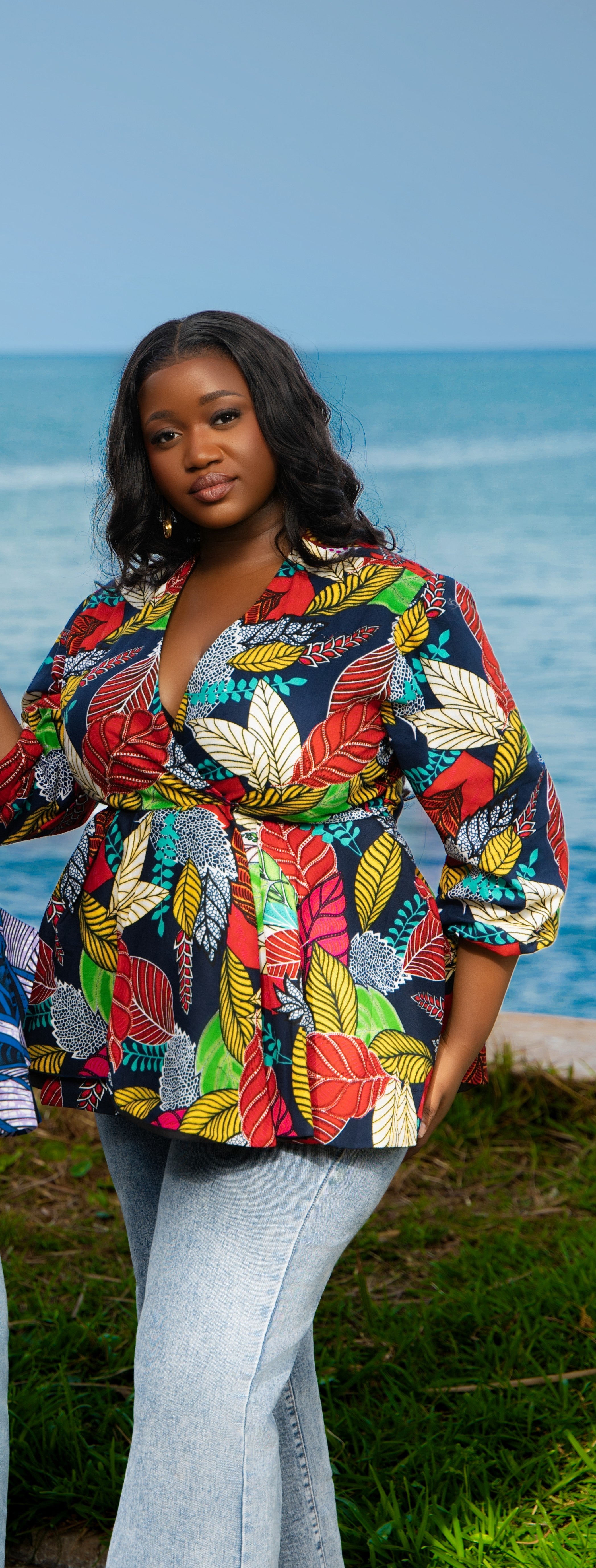 Awa African Print Puff Sleeve Wrap Top