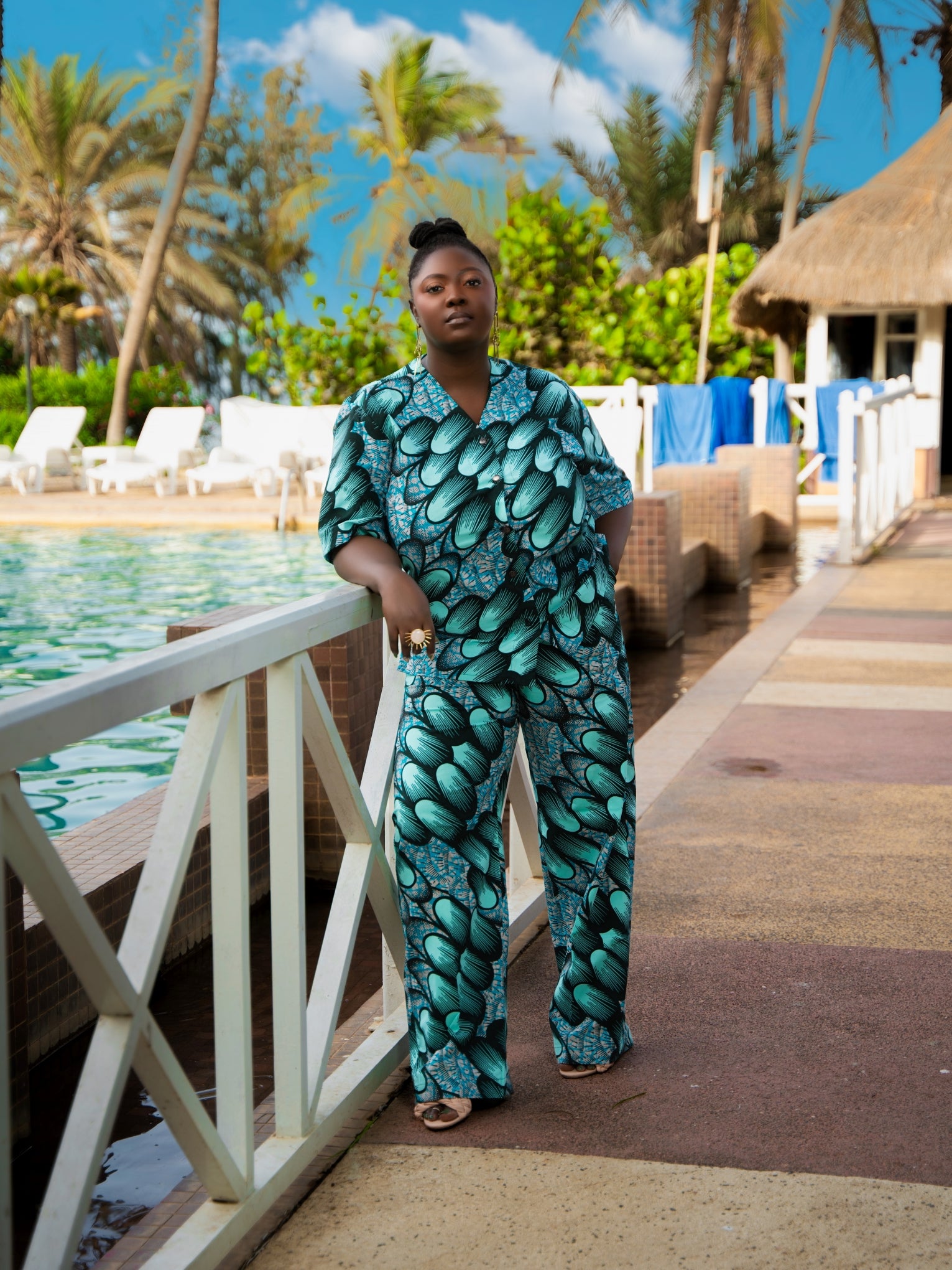 African Print Button Up Shirt and Pants Set