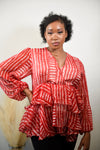 Ndela African Print Chiffon Ruffle Top