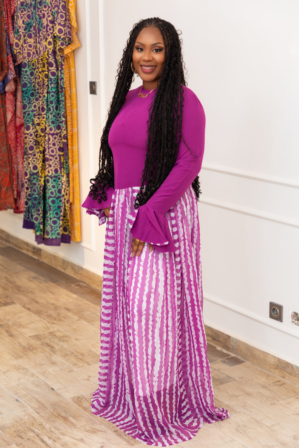 Arva Royal Bloom African Print Maxi Dress