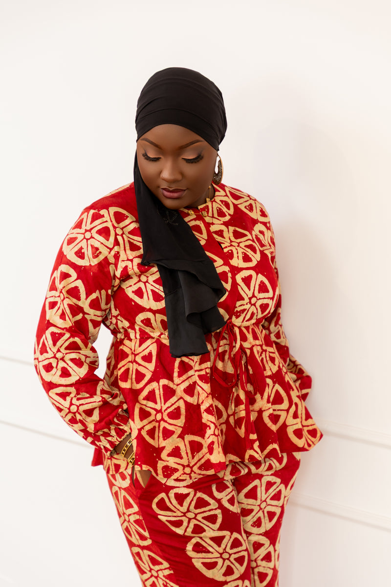 AMINA EMPRESS AFRICAN TIE & DYE PEPLUM SET