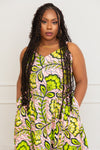 KHADY AFRICAN PRINT MAXI DRESS (Green & Pink Floral)