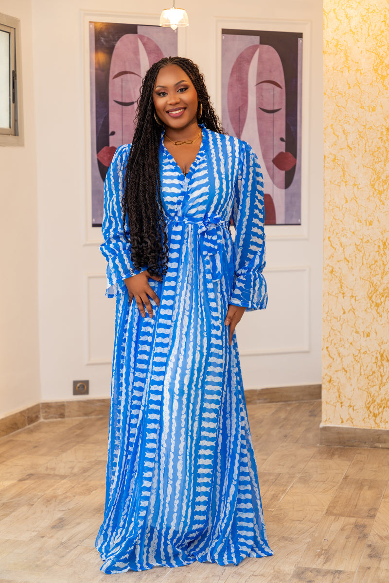 FATOUMATA AFRICAN PRINT CHIFFON MAXI DRESS