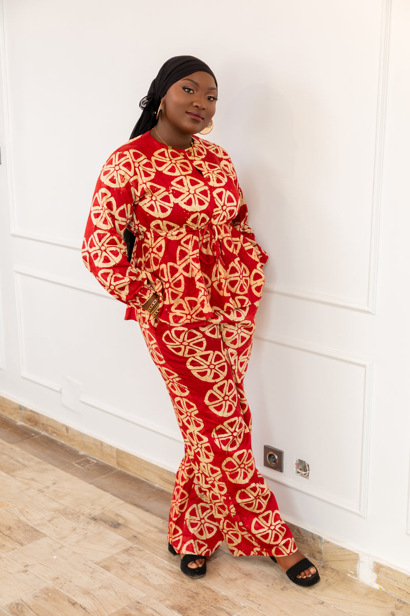 AMINA EMPRESS AFRICAN TIE & DYE PEPLUM SET
