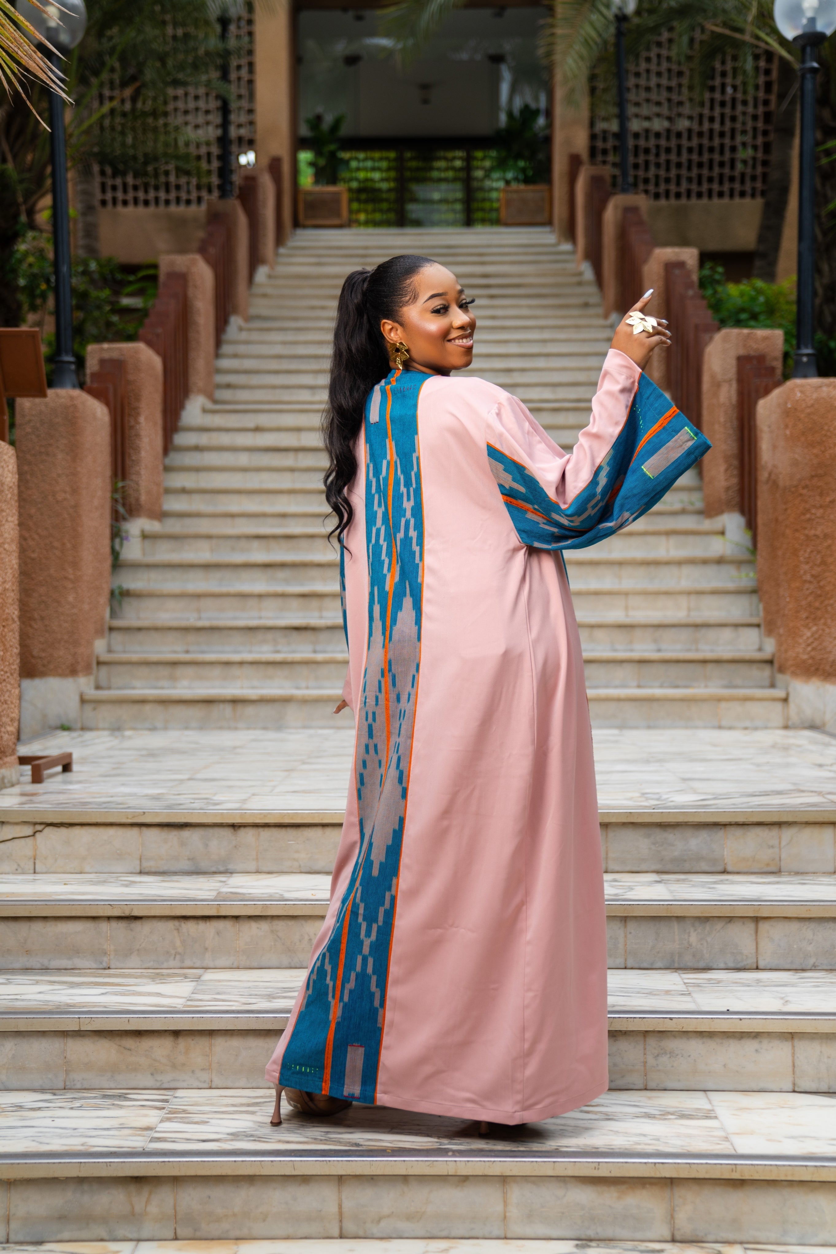 Fanta Knitted African Kimono (Blush Pink) - Gaarmi