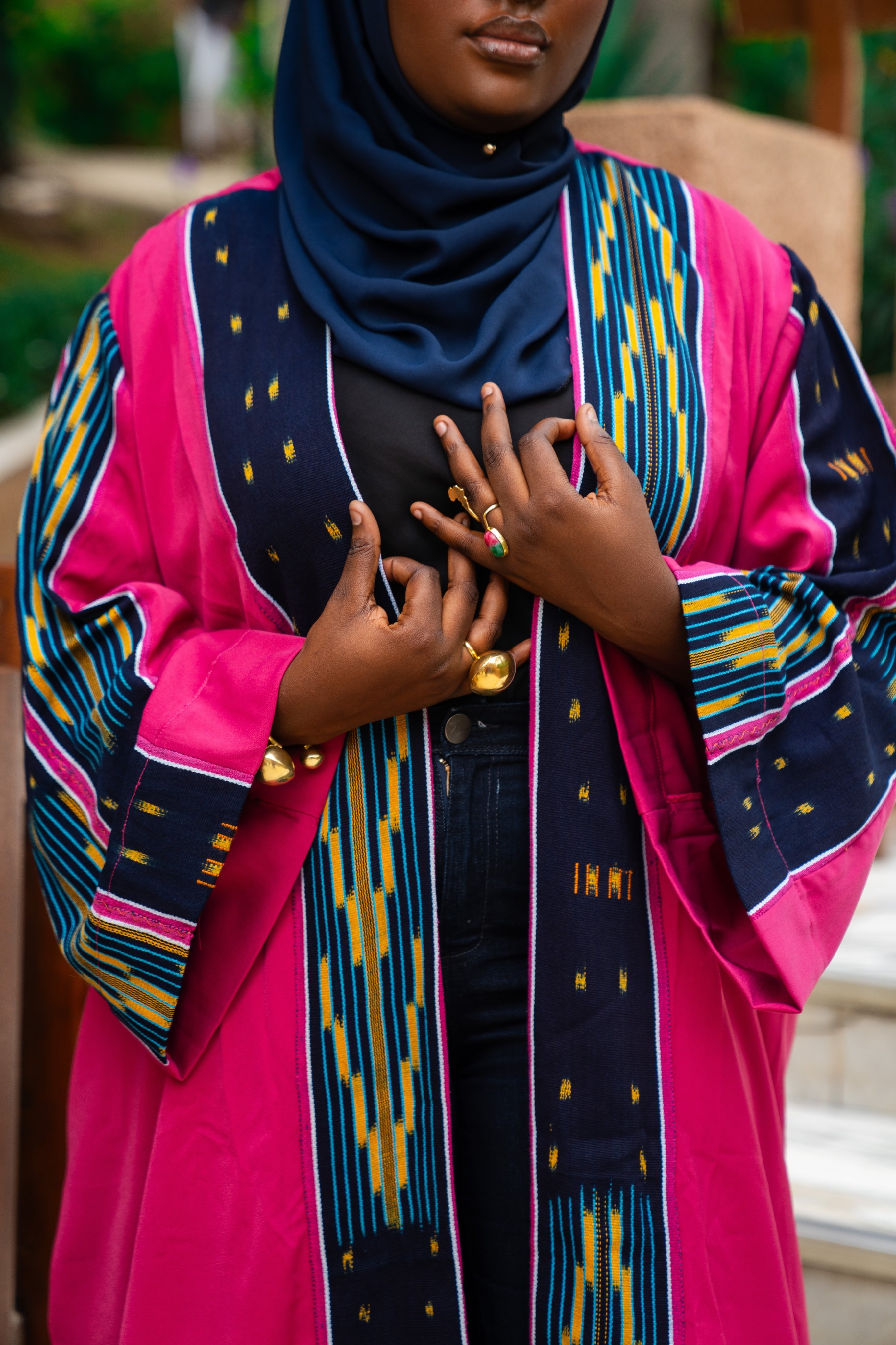 Fanta Knitted Pink African Kimono (Hot Pink) - Gaarmi