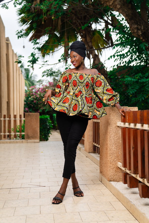 Zeyna African Print Smocked Peplum Top - Gaarmi