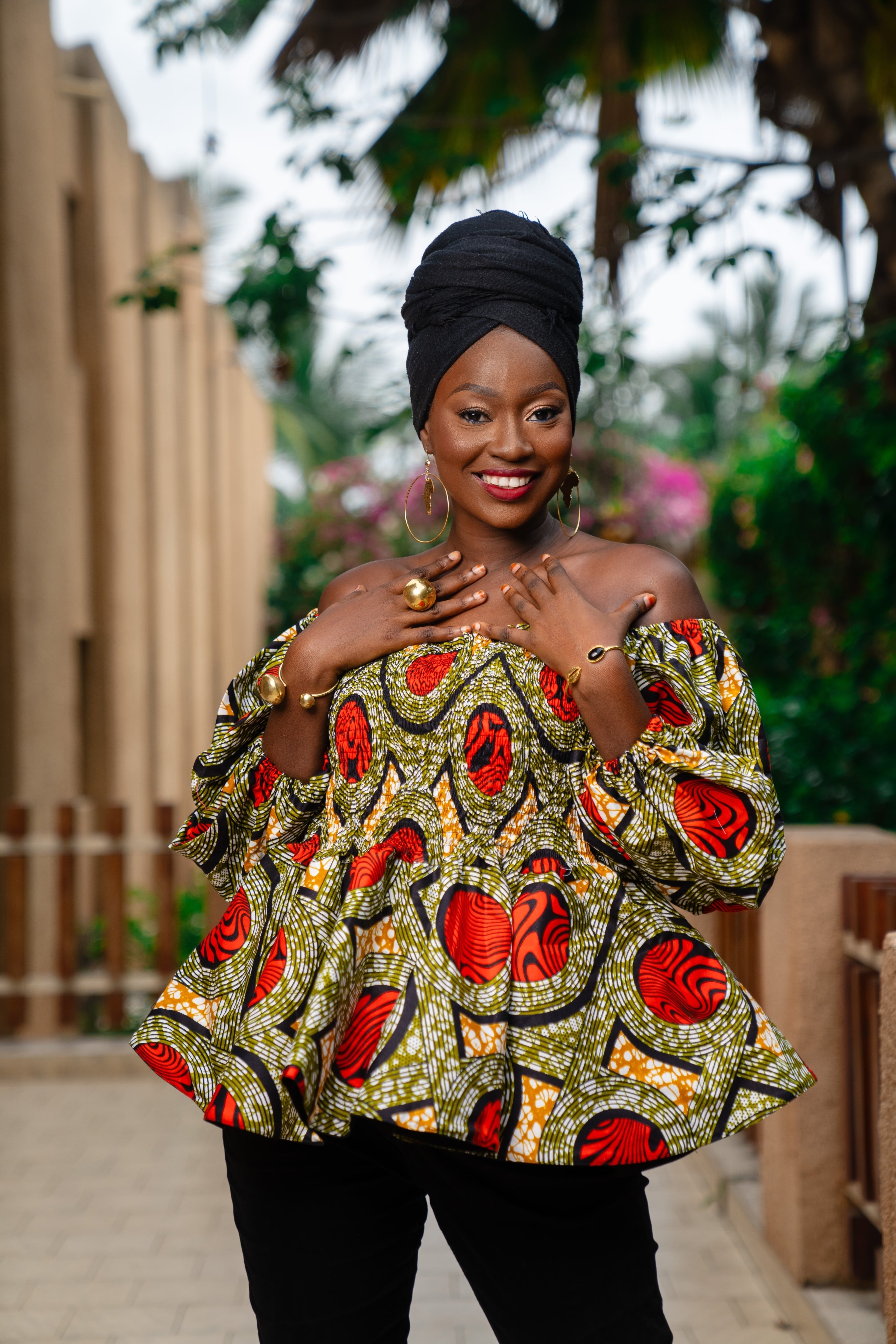 Zeyna African Print Smocked Peplum Top - Gaarmi