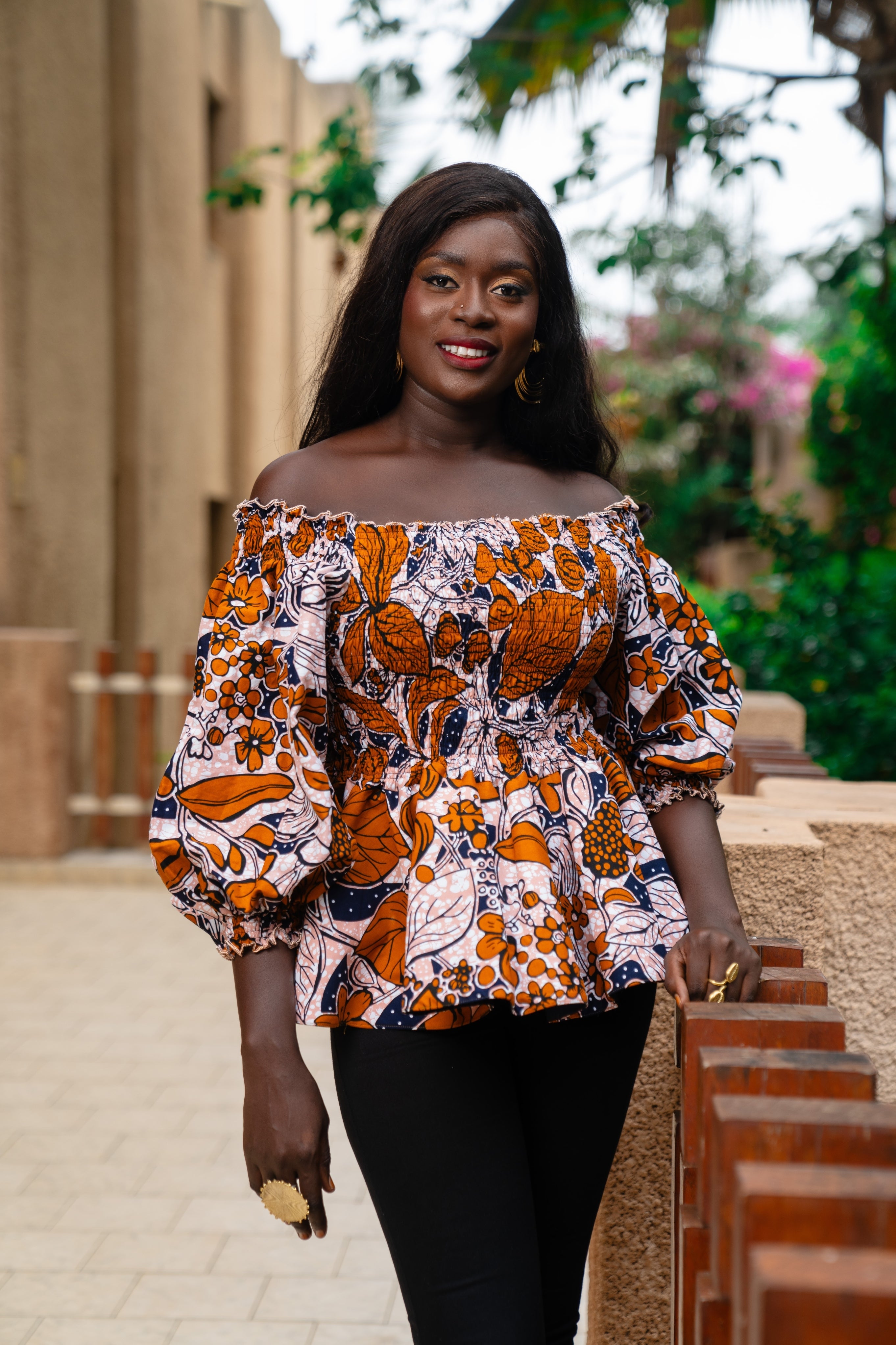 Zuri African Print Smocked Peplum Top - Gaarmi