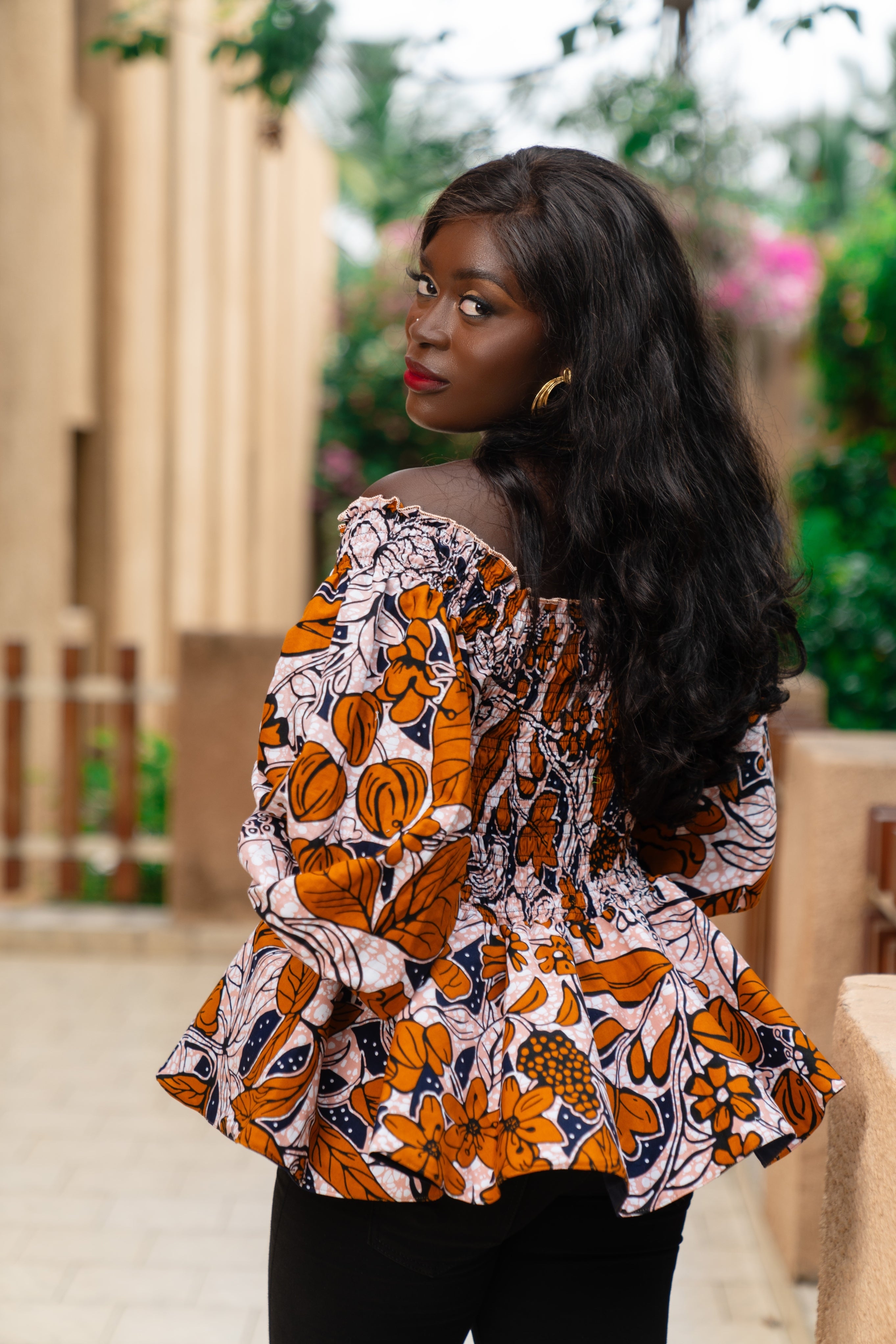 Zuri African Print Smocked Peplum Top - Gaarmi