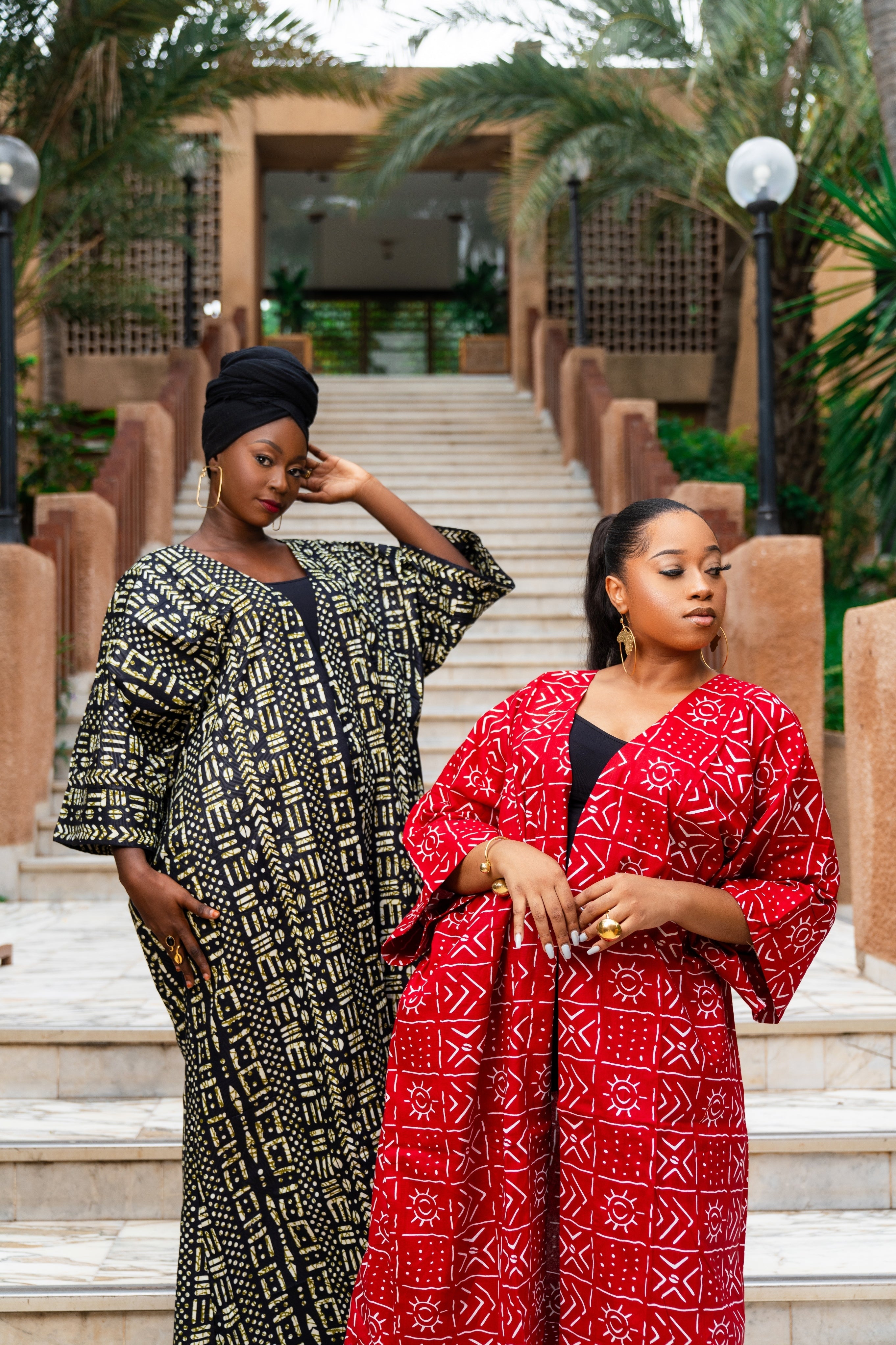 Aicha African Print Bogolan Kimono (Black) - Gaarmi