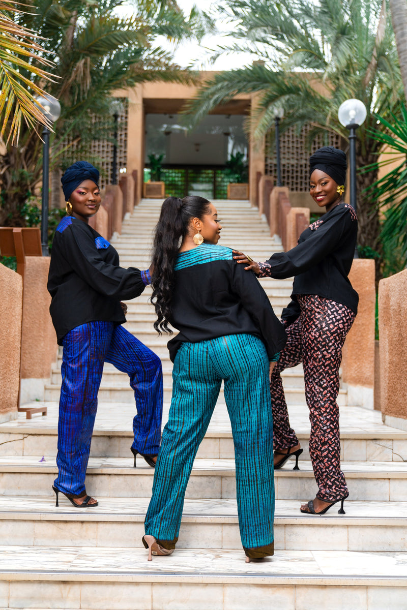 Bintou African Tie-Dye Shirt and Trouser Set (Turqouise) - Gaarmi