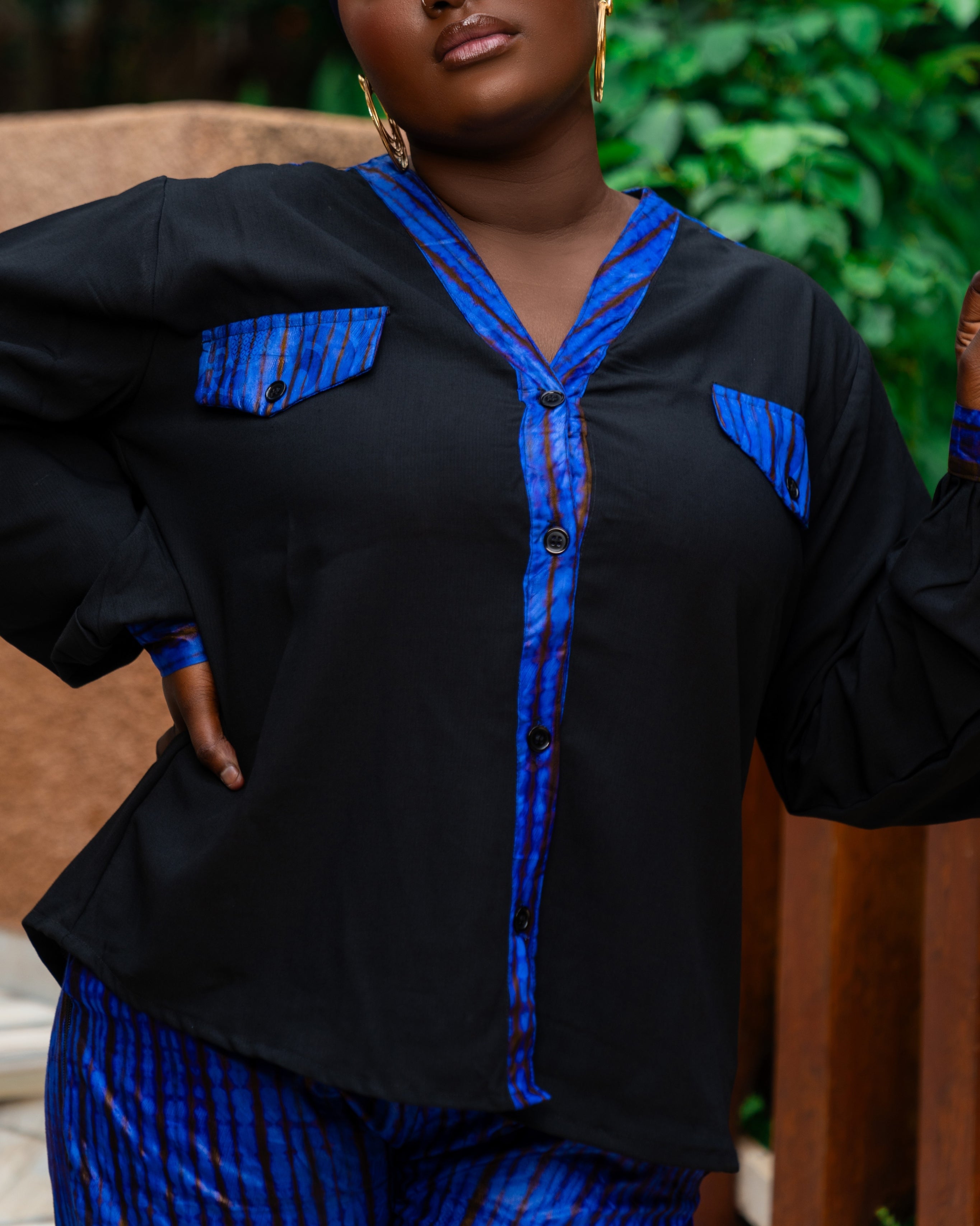 Bintou African Tie-Dye Shirt and Trouser Set (Blue) - Gaarmi