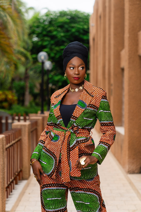 Seynabou African Print Power Suit Pants - Gaarmi