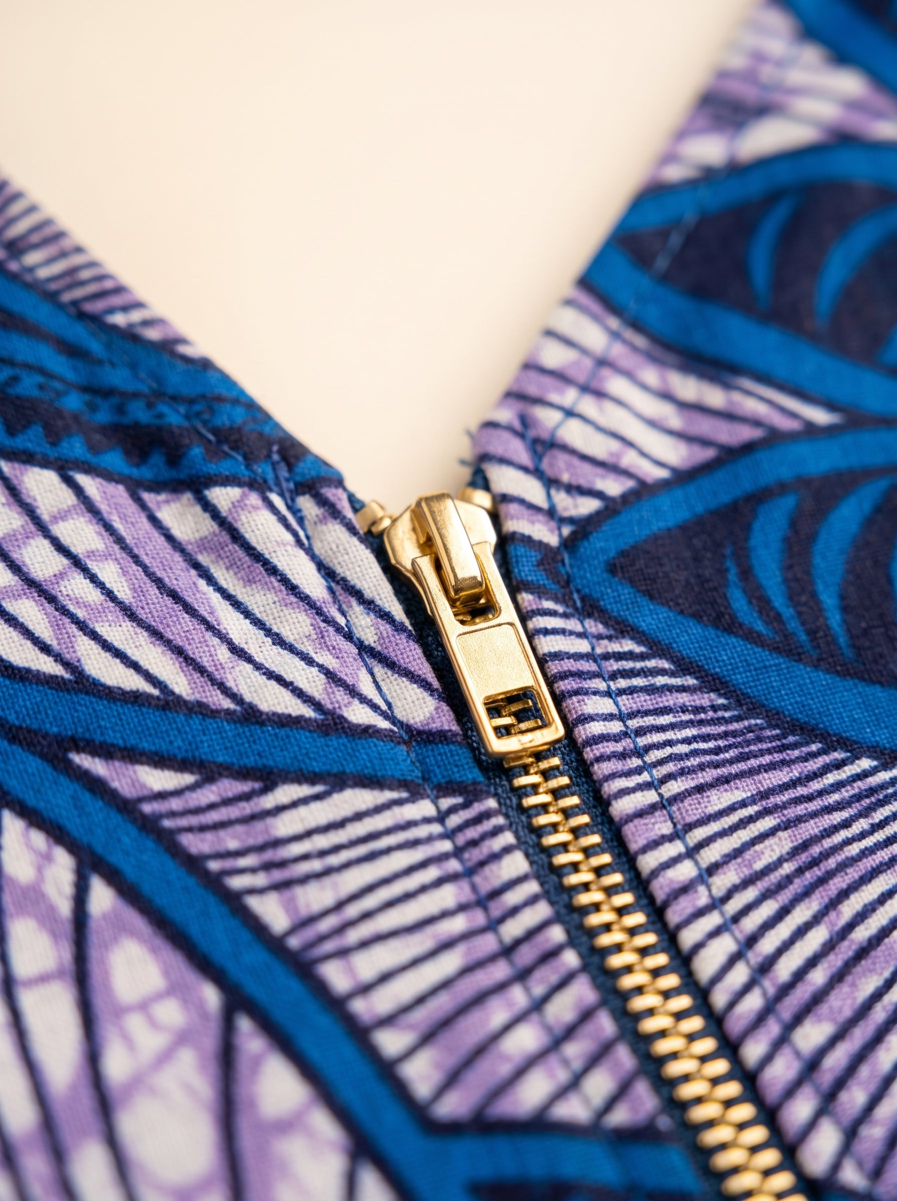 Bineta African Print Zip-Front Peplum Top – Lilac