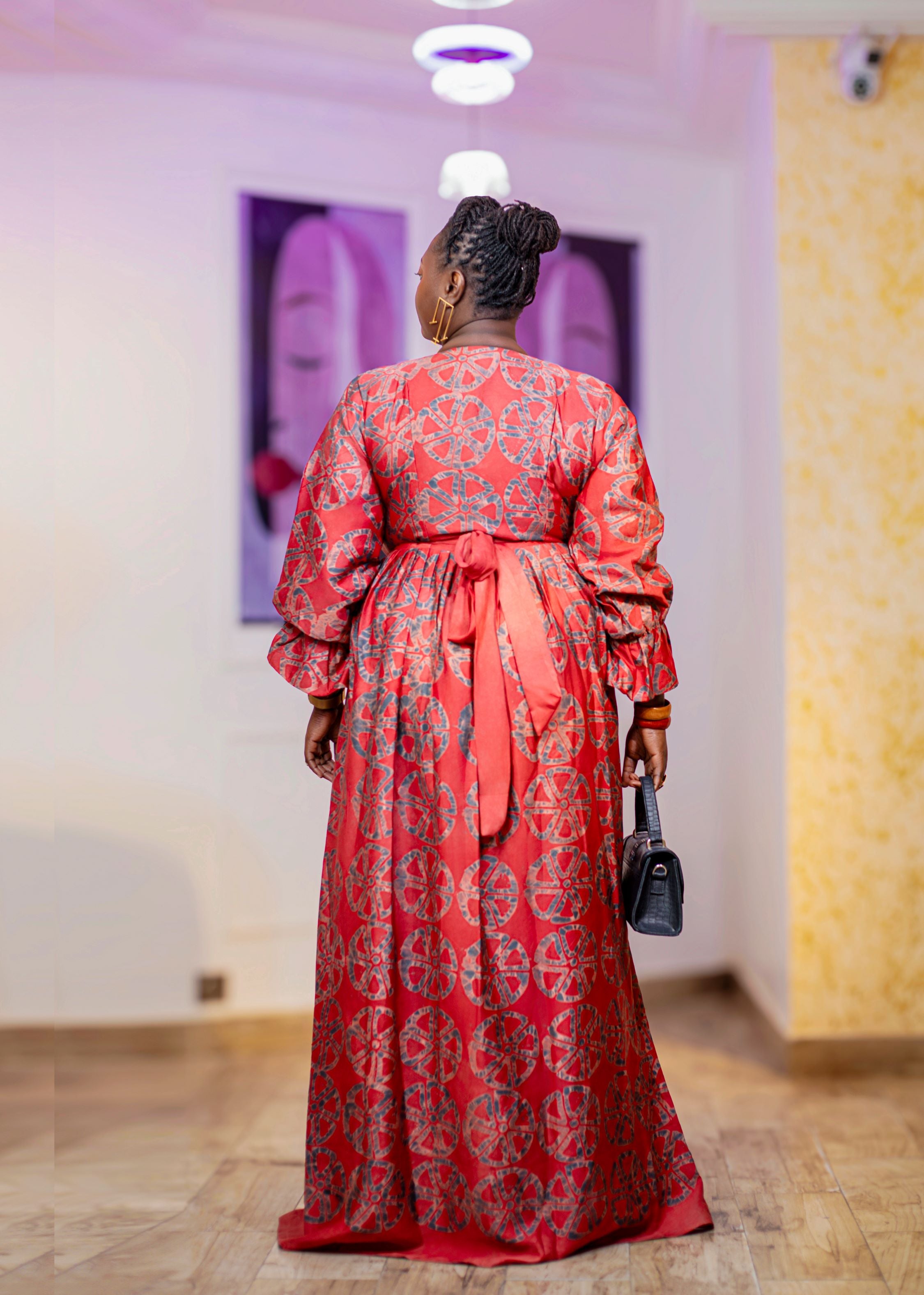 Aitta Red & Black African Print Wrap Dress - Gaarmi
