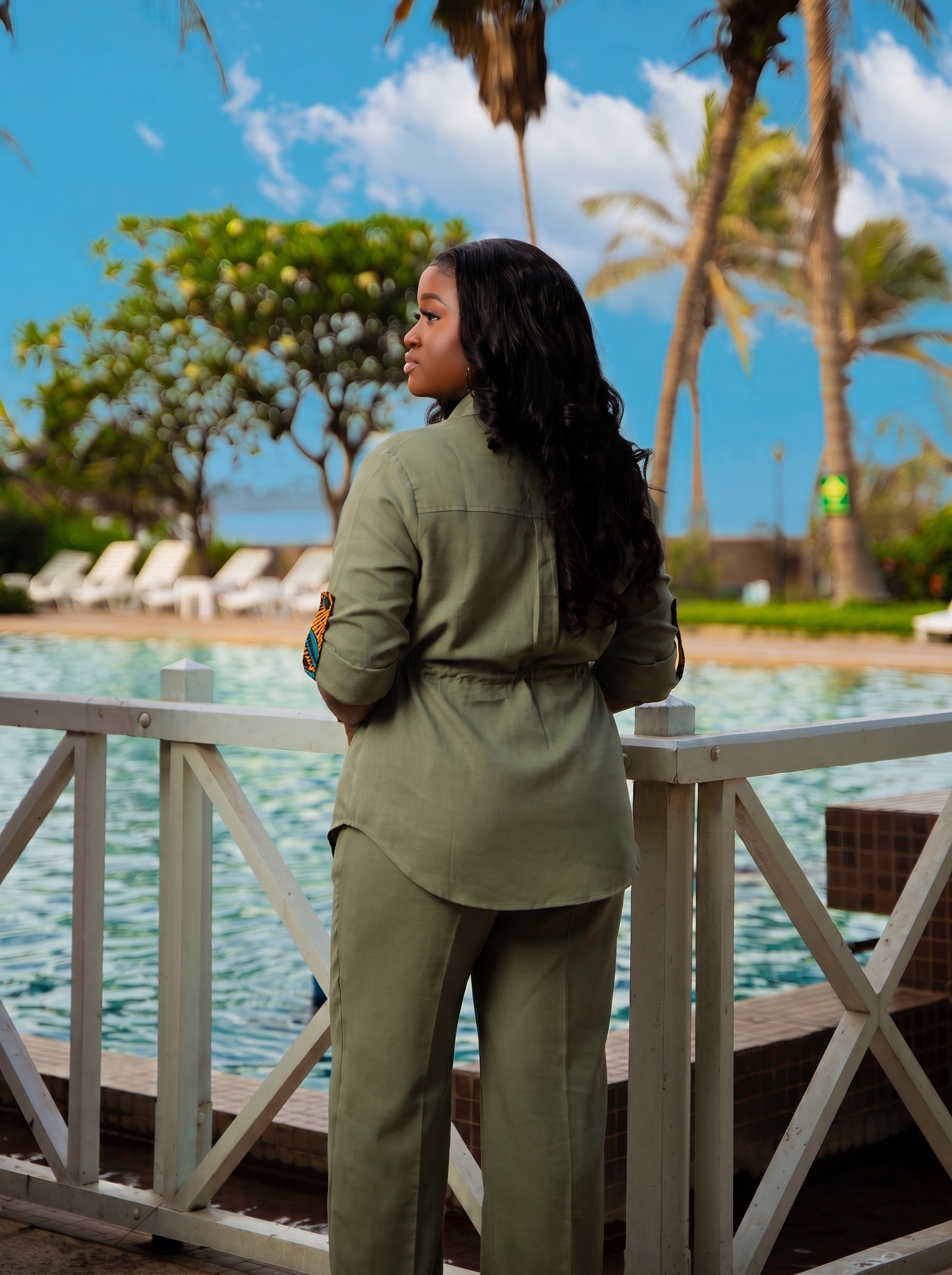 Oumy Linen Shirt & Wide-Leg Pants Set – Sage