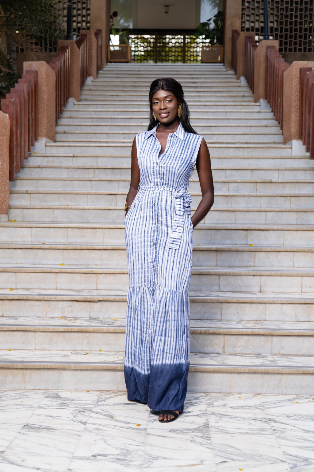 Maimouna African Tie-Dye Maxi Dress - Gaarmi