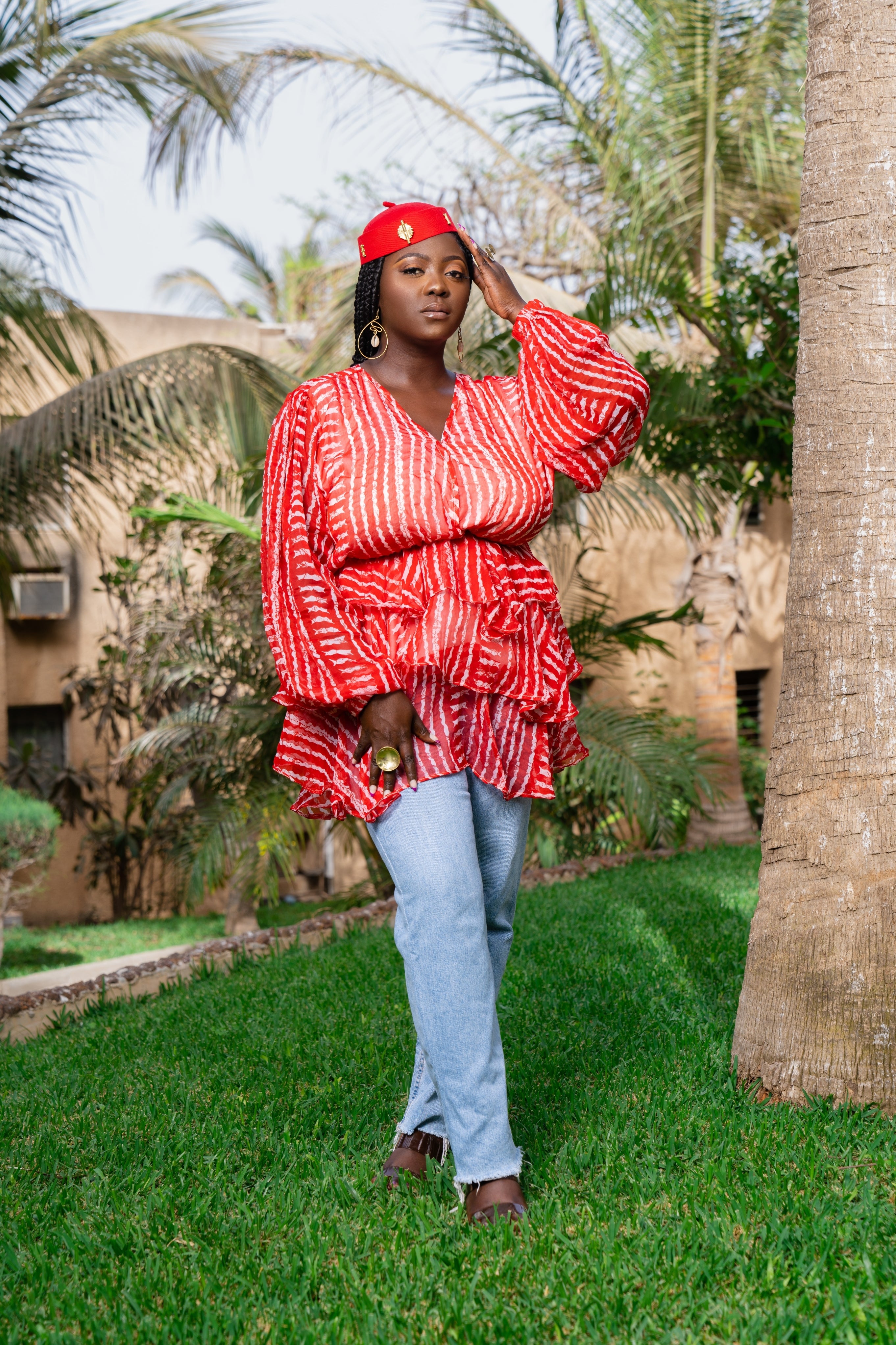 Ndela African Print Chiffon Ruffle Top - Gaarmi