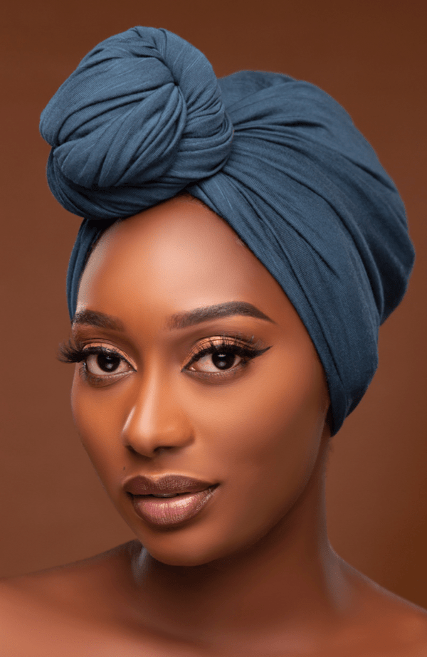 Teal Satin Lined Instant Turban - Gaarmi