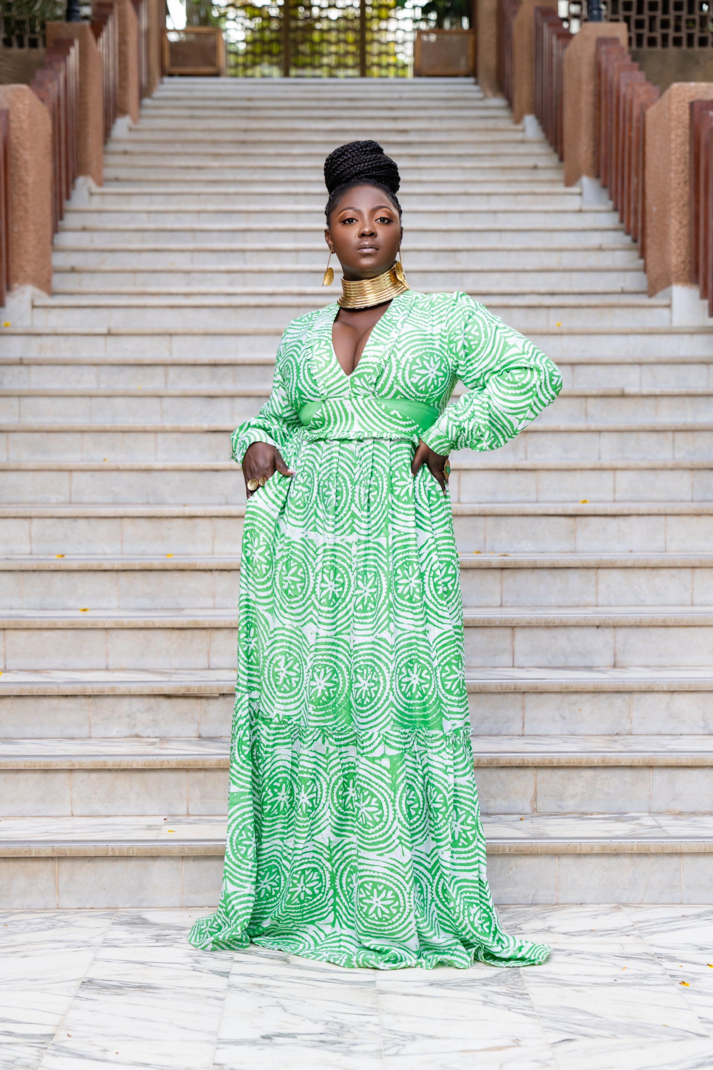 Diatta African Tie-Dye Maxi Dress - Gaarmi