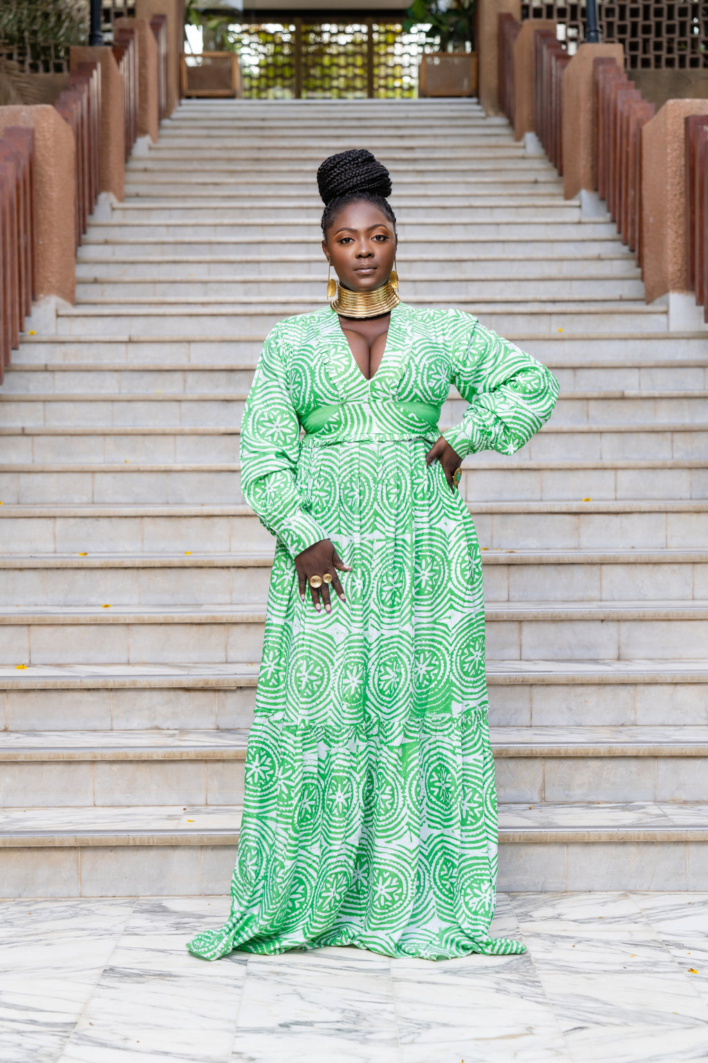 Diatta African Tie-Dye Maxi Dress - Gaarmi