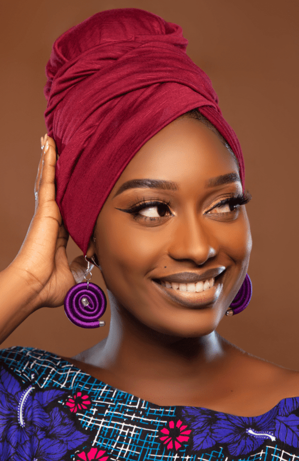 Burgundy Satin Lined Instant Turban - Gaarmi