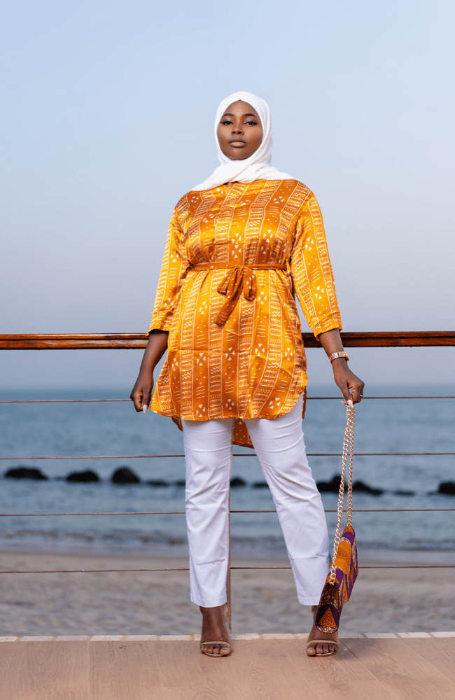 Bijou Mustard Silk Tunic - Gaarmi