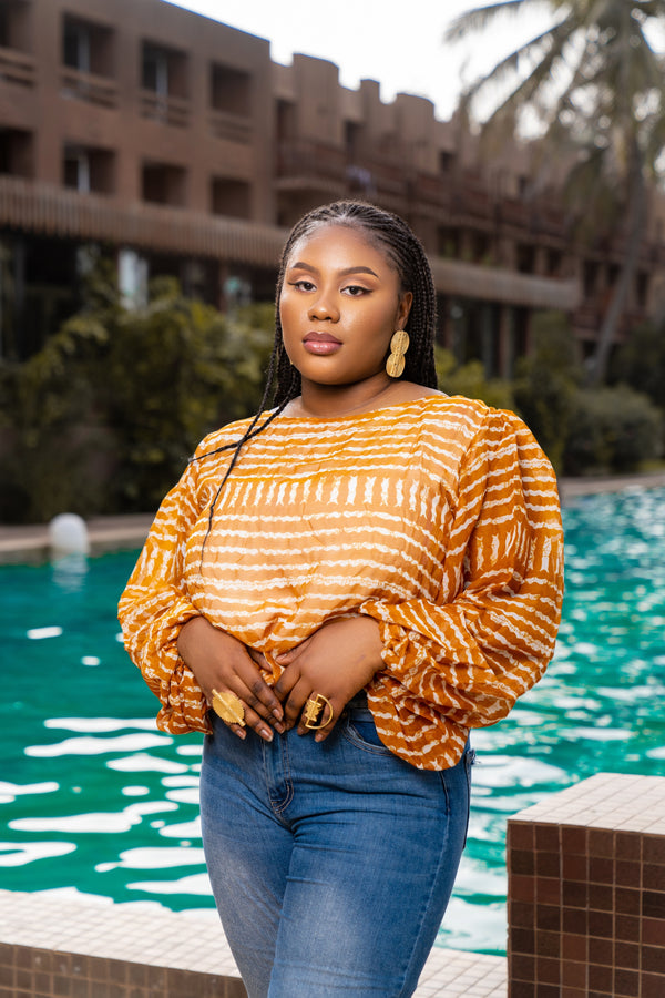 Astou African Print Chiffon Top Only - Gaarmi